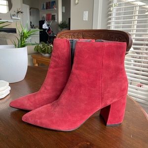 Marc Fisher Red Suede Booties